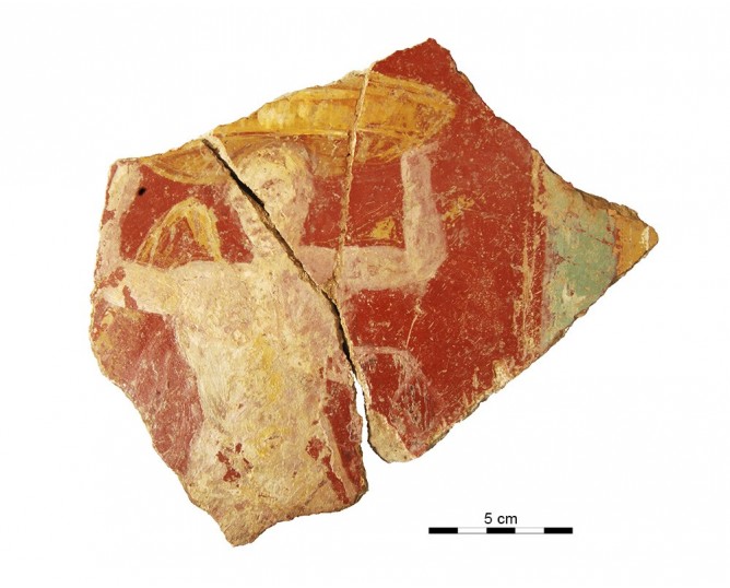 Fragmento de pared decorado con figura humana (Cástulo, Linares, España)